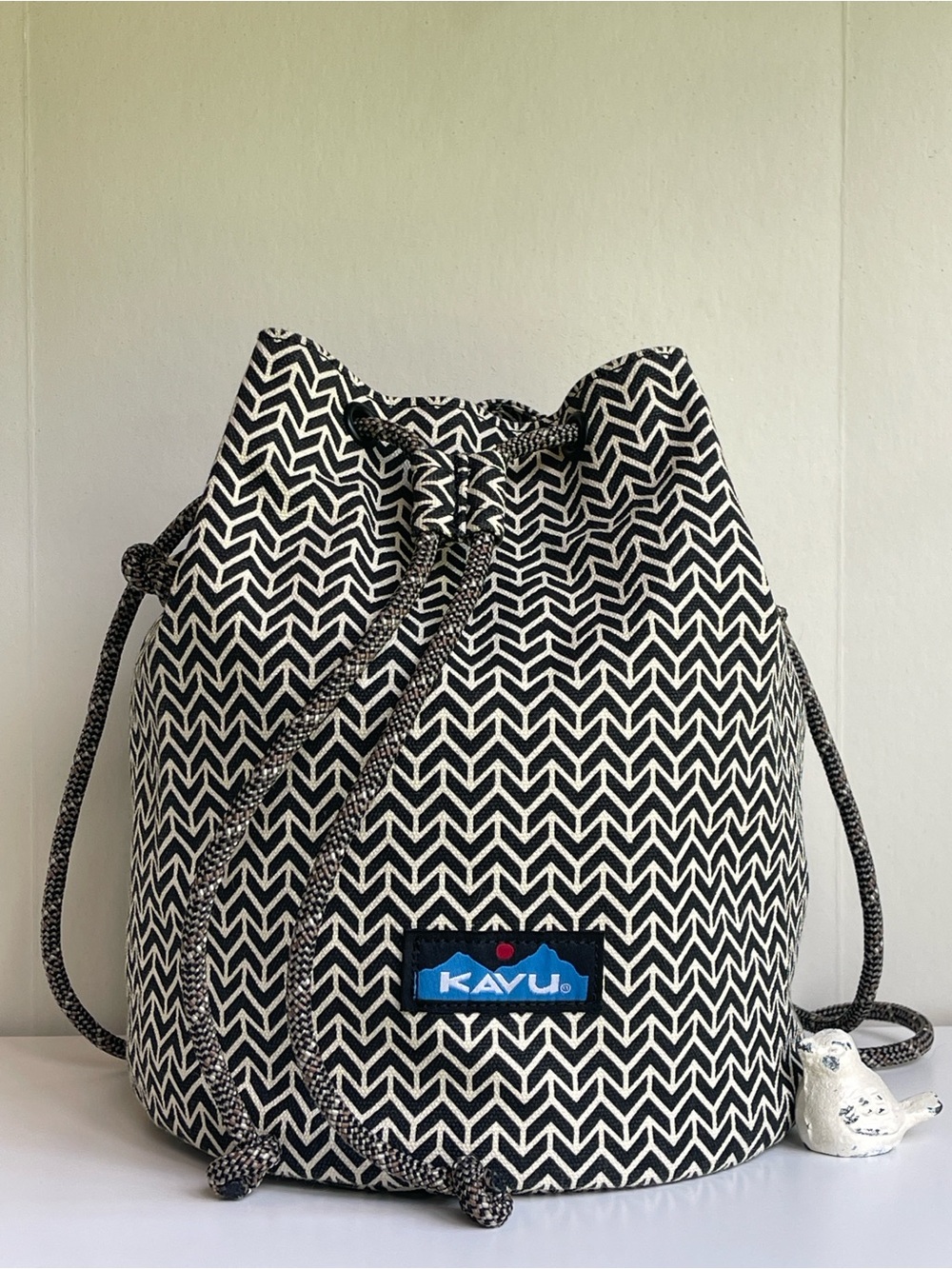KAVU Bucket Bag Canvas Sling Crossbody Bag Deco Tiles